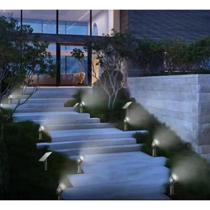 Set 4 faretti led a picchetto 40 watt con pannello solare per esterno da giardino lampada da percorso a luce fredda o calda IP65 - enzoled