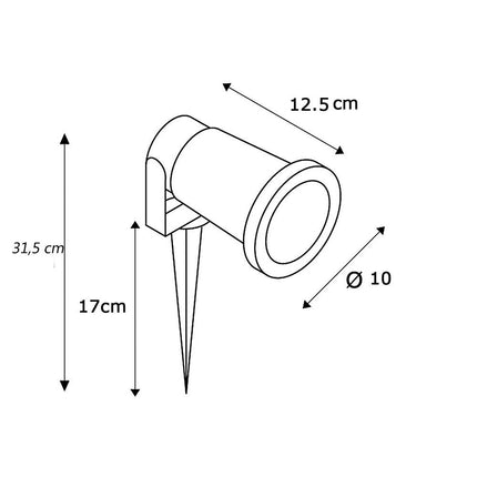 Faretto da esterno lampada led da giardino con picchetto interrabile e staffa a parete portalampada ip57 gu10 - enzoled