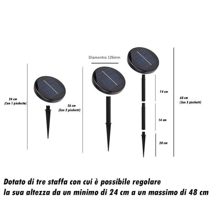 Faretto led con pannello solare e picchetto per esterno con funzione cct 3 tonalità di luce o rgb IP65 - enzoled
