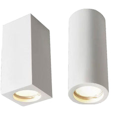 Applique da soffitto in gesso verniciabile a forma di cilindro o cubo con a attacco per faretto Gu10 14x7 cm - enzoled