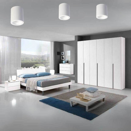 Applique da soffitto in gesso verniciabile a forma di cilindro o cubo con a attacco per faretto Gu10 14x7 cm - enzoled