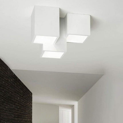 Lampada in gesso da soffitto a 3 cubi lampadario verniciabile supporto per faretti gu10 - enzoled
