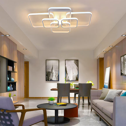 Lampadario da soffitto plafoniera a led moderna 70 watt con 6 quadrati  luce fredda 6500k naturale 4000k e calda 3000k - enzoled