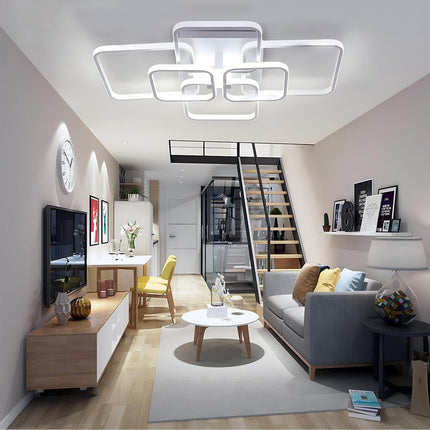 Lampadario da soffitto plafoniera a led moderna 70 watt con 6 quadrati  luce fredda 6500k naturale 4000k e calda 3000k - enzoled