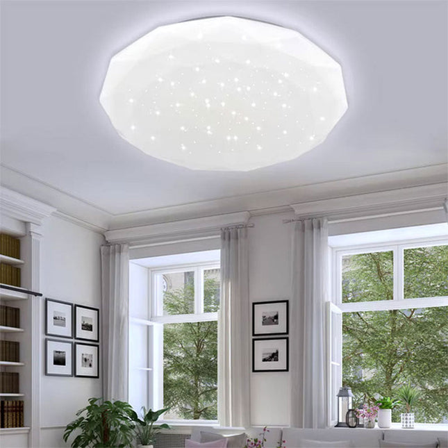Plafoniera da soffitto forma diamante scocca a puntini trasparente da 18 24 e 36 watt con tecnologia CCT tre colorazione di luce con switch - enzoled