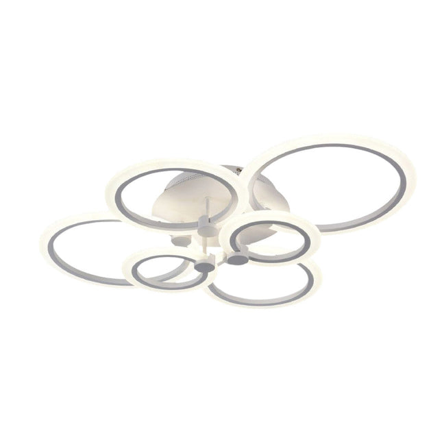 Lampadario led plafoniera moderno con 6 anelli cerchi 51 watt tecnologia CCT con switch luce  fredda calda naturale - enzoled