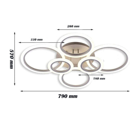 Lampadario led plafoniera moderno con 6 anelli cerchi 51 watt tecnologia CCT con switch luce  fredda calda naturale - enzoled