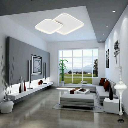 Plafoniera a led due rombi a cct tripla colorazione di luce fredda calda naturale  60 watt lampada da soffitto - enzoled