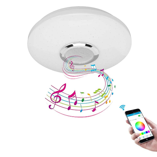 Plafoniera a led rgb dimmerabile con cassa bluetooh 65 watt effetto cielo stellato con telecomando - enzoled