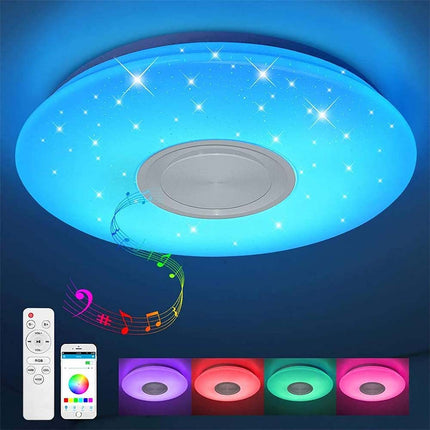 Plafoniera a led rgb dimmerabile con cassa bluetooh 65 watt effetto cielo stellato con telecomando - enzoled