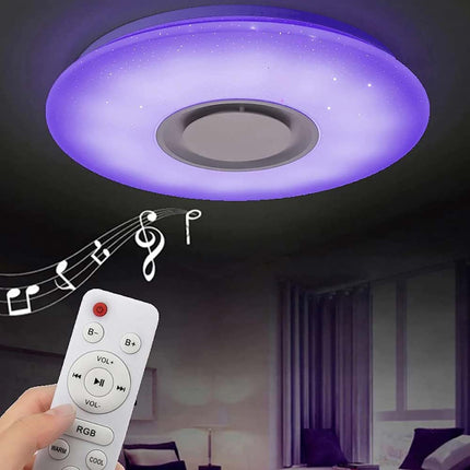 Plafoniera a led rgb dimmerabile con cassa bluetooh 65 watt effetto cielo stellato con telecomando - enzoled