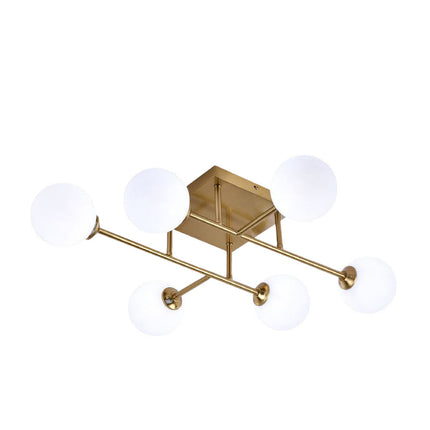 Plafoniera da soffitto bronzo lampada minimal struttura in metallo con sei sfere attacco G9 - enzoled
