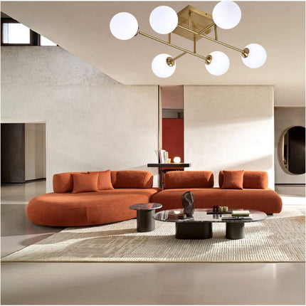 Plafoniera da soffitto bronzo lampada minimal struttura in metallo con sei sfere attacco G9 - enzoled