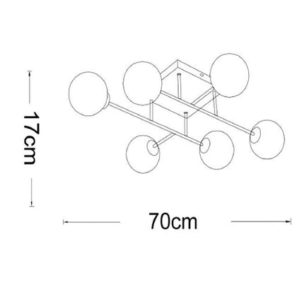 Plafoniera da soffitto bronzo lampada minimal struttura in metallo con sei sfere attacco G9 - enzoled