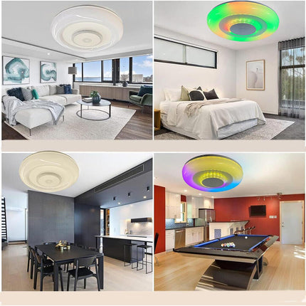 Plafoniera rgb 72 watt cassa bluetooth diffusore opaco luce bianca calda naturale con telecomando dimmerabile APP - enzoled