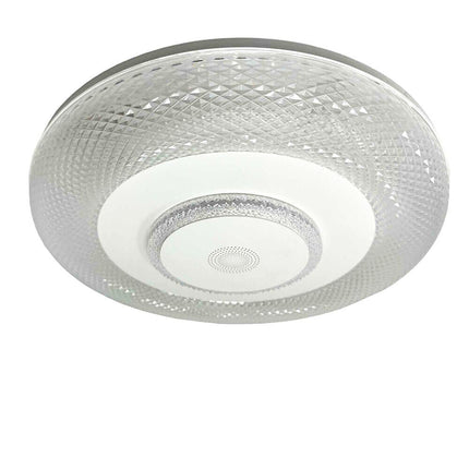 Plafoniera rgb 72 watt cassa bluetooth diffusore trasparente luce bianca calda naturale con telecomando dimmerabile APP - enzoled