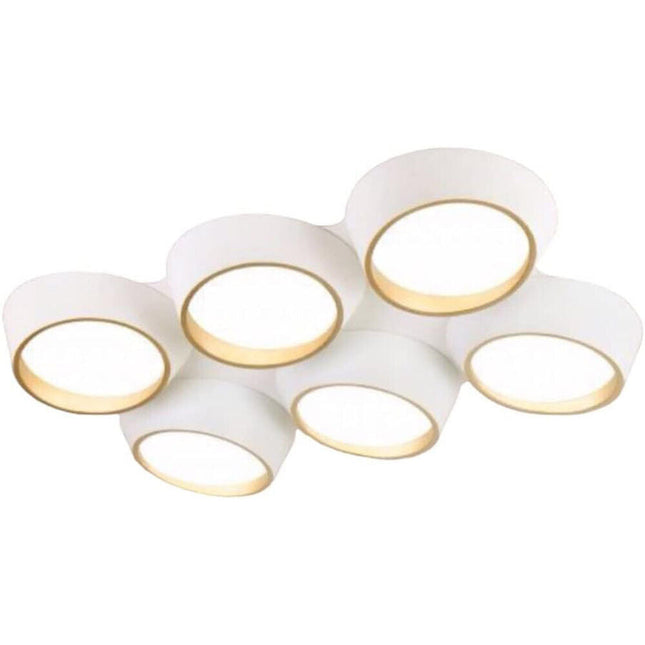 Plafoniera a led 120 watt lampadario da soffitto 6 cerchi irregolari a e oro luce fredda 6500k calda 3000k naturale 4000k - enzoled