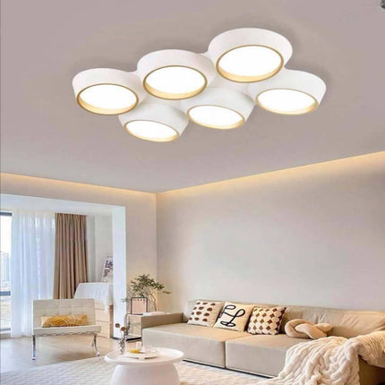 Plafoniera a led 120 watt lampadario da soffitto 6 cerchi irregolari a e oro luce fredda 6500k calda 3000k naturale 4000k - enzoled