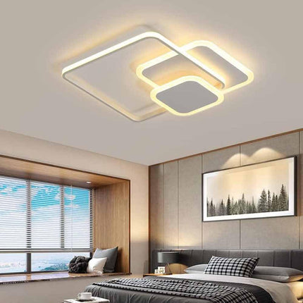 Plafoniera led moderna 48 watt lampada da soffitto 3 quadrati lampadario metallo bianco luce bianca fredda 6500k naturale 4000k calda 3000k - enzoled