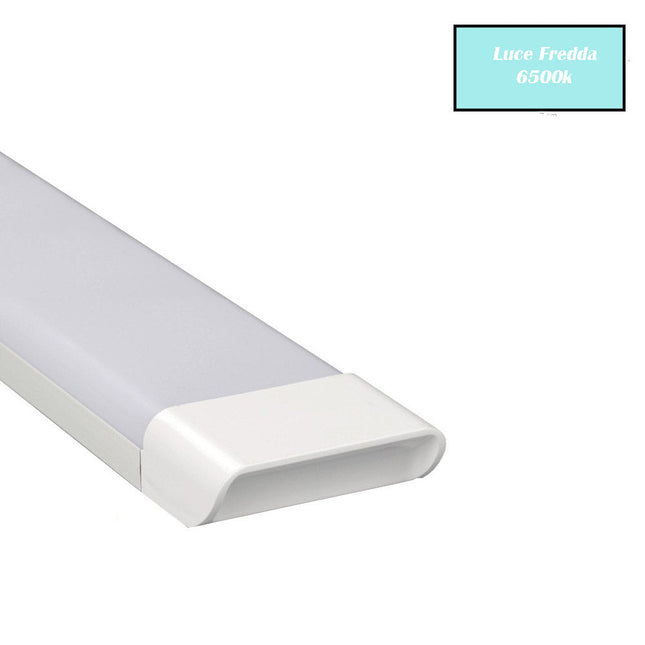 Plafoniera led slim sottopensile tubo neon 27 watt 60 cm per soffitto mensole ripiani luce fredda 6500k naturale 4000k calda 3000k - enzoled