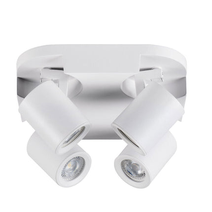 Plafoniera 4 diffusori orientabile da soffitto parete lampada tonda attacco GU10 per bagno soggiorno bianco o nero - enzoled