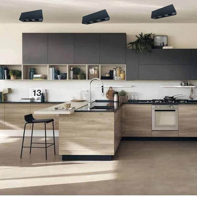 Portafaretto triplo orientabile per montaggio esterno mini plafoniera applique da soffitto per faretto cucina soggiorno - enzoled