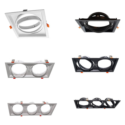 Portafaretto incasso per faretto AR111 rettangolare orientabile supporto faretti a 1 2 3 diffusori bianco o nero - enzoled