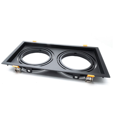 Portafaretto incasso per faretto AR111 rettangolare orientabile supporto faretti a 1 2 3 diffusori bianco o nero - enzoled