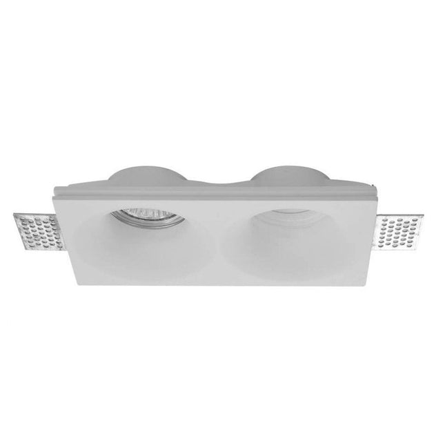 Portafaretto da incasso in gesso a scomparsa doppio diffusore rettangolare supporto per faretti gu10 e mr16 - enzoled