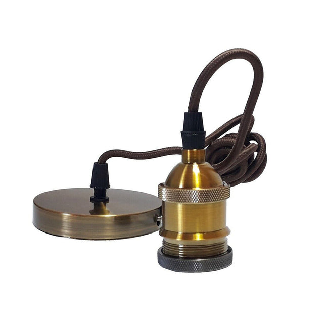 Portalampada a sospensione cavo in corda 2 metri da soffitto bronzo vintage per lampadine E27 - enzoled
