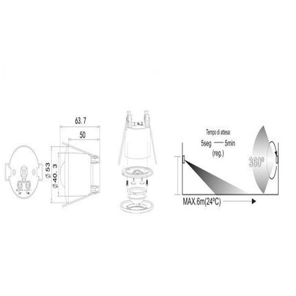 Sensore di movimento per fari lampade con rilevatore di movimenti ad incasso rileva presenza 360° - enzoled