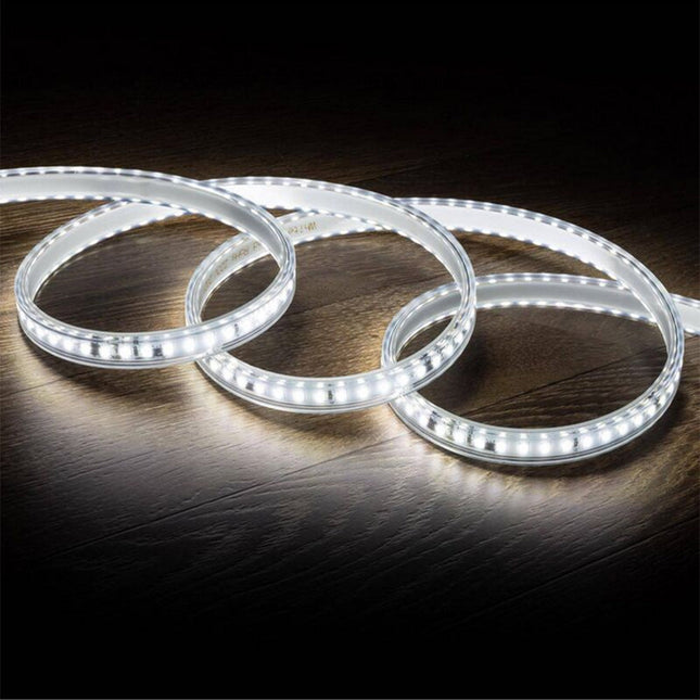 Striscia 120 led 3535 1 metro per interno ed esterno strip led flessibile 12 watt 220v luce fredda calda naturale IP65 - enzoled