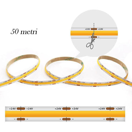 triscia led COB strip bobina 50 metri 24 volt led smd 600 watt illuminazione per interni soggiorno cucina camera da letto - enzoled
