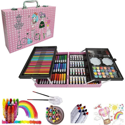 Set valigetta artista 145 pezzi colori pittura per bimbo bimba enzoled
