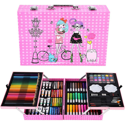 Set valigetta artista 145 pezzi colori pittura per bimbo bimba enzoled