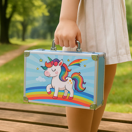 Set valigetta artista 145 pezzi colori pittura per bimbo bimba enzoled