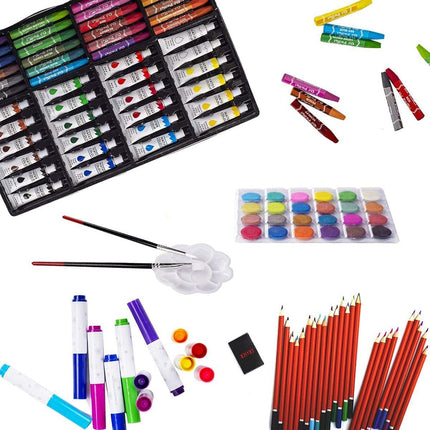 Set valigetta artista 145 pezzi colori pittura per bimbo bimba enzoled