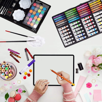 Set valigetta artista 145 pezzi colori pittura per bimbo bimba enzoled
