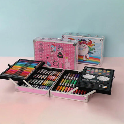 Set valigetta artista 145 pezzi colori pittura per bimbo bimba enzoled