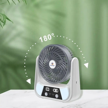 Ventilatore con pannello solare 2 velocità power banck e lampadine enzoled