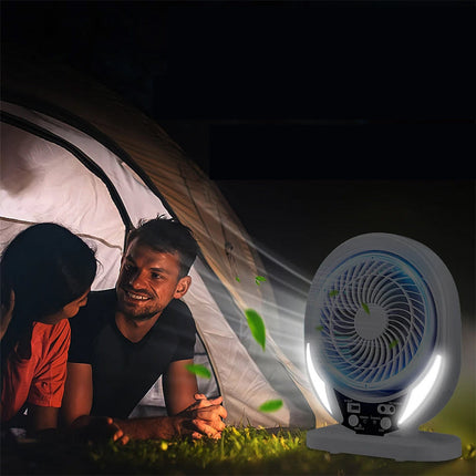 Ventilatore con pannello solare 2 velocità power banck e lampadine enzoled