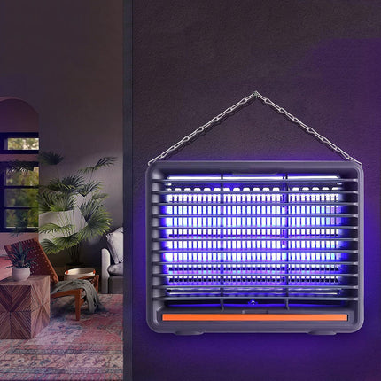 Zanzariera elettrica 2 neon LED UV 12W catenella e vaschetta raccogli enzoled